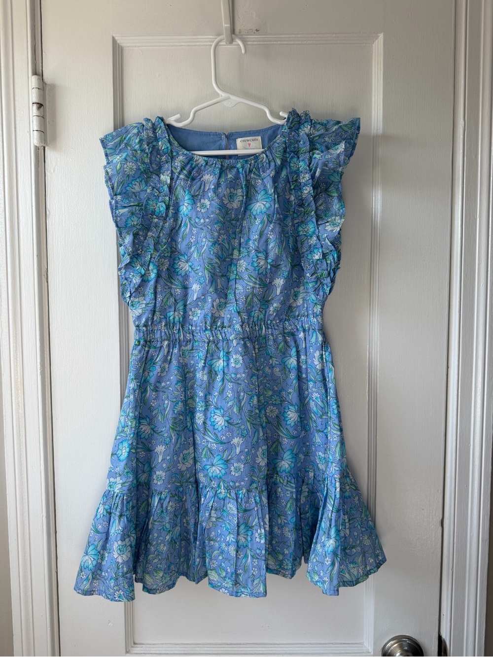 Crewcuts Blue Floral Ruffle Sleeve Dress